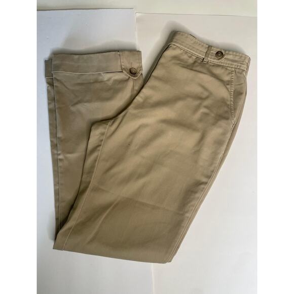 Lands' End Cream Khaki Chino Pants Size 6P Petite Button Tab Cuff Trouser - Picture 8 of 11